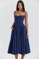 Calliope | Midi – Spaghetti Strap Bustier Corset Full A-Line Wedding Guest Dress