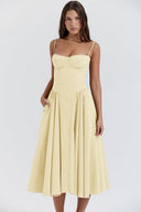 Calliope | Midi – Spaghetti Strap Bustier Corset Full A-Line Wedding Guest Dress