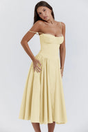 Calliope | Midi – Spaghetti Strap Bustier Corset Full A-Line Wedding Guest Dress