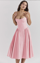 Calliope | Midi – Spaghetti Strap Bustier Corset Full A-Line Wedding Guest Dress