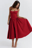 Calliope | Midi – Spaghetti Strap Bustier Corset Full A-Line Wedding Guest Dress