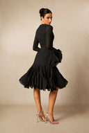 Campbell | Long Sleeve Mini Dress – Ruffle Cuffs Button Front Flared Hem