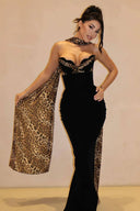Camryn | Leopard Print Halter Neck Maxi – Sweetheart Bodycon Evening Dress