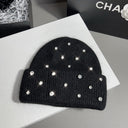 Candace | Rhinestone Knit Beanie – Winter Ribbed Foldover Cuff Crystal Studs