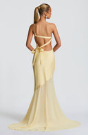 Caprice | One Shoulder Maxi – Backless Bow Tie Fishtail Wedding Guest Dress