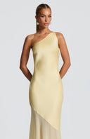 Caprice | One Shoulder Maxi – Backless Bow Tie Fishtail Wedding Guest Dress