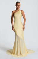 Caprice | One Shoulder Maxi – Backless Bow Tie Fishtail Wedding Guest Dress