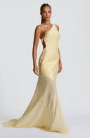 Caprice | One Shoulder Maxi – Backless Bow Tie Fishtail Wedding Guest Dress