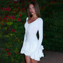Carolina | Ruffle Mini Dress – Party Sweetheart Neck Long Flared Sleeve
