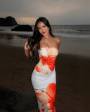 Caroline | Strapless Floral Maxi Dress – Ruched Bodycon Summer Vacation Party