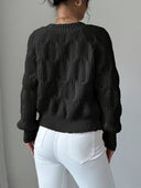 Carys | Bow Detail Cable Knit Cardigan – Casual V Neck Long Sleeve Flared Cuff