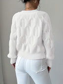 Carys | Bow Detail Cable Knit Cardigan – Casual V Neck Long Sleeve Flared Cuff
