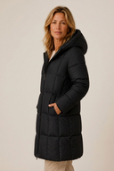 Cecilia | Long Quilted Puffer Coat – Winter Hooded Zip Front Side Pockets