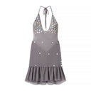 Cecilia | Sequin Halter Mini Dress – Plunge Neck Ruffle Party Dress
