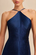 Celestine | Fringe Solid Maxi Dress – Evening Criss Cross Halter Open Back