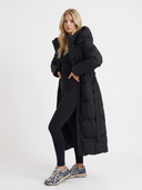 Charmaine | Long Quilted Puffer Coat – Winter Hooded Zip Front Side Pockets