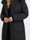 Charmaine | Long Quilted Puffer Coat – Winter Hooded Zip Front Side Pockets