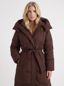 Charmaine | Long Quilted Puffer Coat – Winter Hooded Zip Front Side Pockets