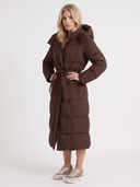 Charmaine | Long Quilted Puffer Coat – Winter Hooded Zip Front Side Pockets