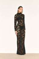 Chloe | Floral Lace Maxi Dress – Evening High Neck Sheer Long Sleeve
