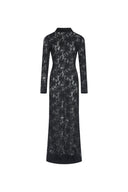 Chloe | Floral Lace Maxi Dress – Evening High Neck Sheer Long Sleeve