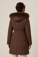 Christa | Quilted Long Puffer Coat – Winter Hooded Drawstring Waist Zip Front