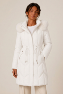 Christa | Quilted Long Puffer Coat – Winter Hooded Drawstring Waist Zip Front