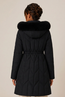 Christa | Quilted Long Puffer Coat – Winter Hooded Drawstring Waist Zip Front