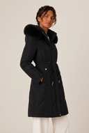Christa | Quilted Long Puffer Coat – Winter Hooded Drawstring Waist Zip Front