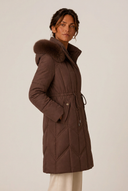 Christa | Quilted Long Puffer Coat – Winter Hooded Drawstring Waist Zip Front