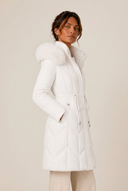 Christa | Quilted Long Puffer Coat – Winter Hooded Drawstring Waist Zip Front