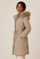 Christa | Quilted Long Puffer Coat – Winter Hooded Drawstring Waist Zip Front