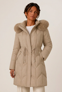 Christa | Quilted Long Puffer Coat – Winter Hooded Drawstring Waist Zip Front