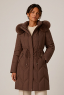 Christa | Quilted Long Puffer Coat – Winter Hooded Drawstring Waist Zip Front
