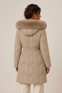 Christa | Quilted Long Puffer Coat – Winter Hooded Drawstring Waist Zip Front