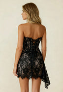 Clara | Lace Strapless Corset Mini – Boned Draped Skirt Party Cocktail Dress