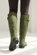 Claribel | Knee High Riding Boots – Round Toe Buckle Strap Low Heel Tread Sole