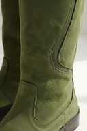 Claribel | Knee High Riding Boots – Round Toe Buckle Strap Low Heel Tread Sole