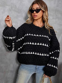 Clementina | Oversized Contrast Sweater – Everyday Crew Neck Wide Sleeve