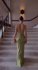 Cordelia | Formal Solid Maxi Dress – Wedding Guest One Shoulder Cutout Draped Skirt