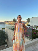 Corinna | Halter Maxi Dress – Floaty Open Back Summer Wedding Guest Gown