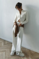 Corinne | Ribbed Zip Cardigan – High Neck Two Way Front Long Sleeve