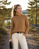 Cressida | Classic Plain Knit Cardigan – Crew Neck Button Front Casual