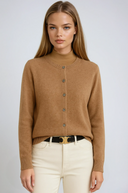 Cressida | Classic Plain Knit Cardigan – Crew Neck Button Front Casual