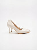 Cressie | Glossy Pointed Toe Pumps – Flared Mid Heel Slip On Office Wedding