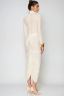 Dahlia | Midi – High Neck Long Sleeve Ruched Body-Con Going Out Party Dress