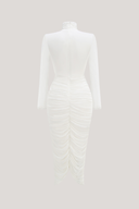 Dahlia | Midi – High Neck Long Sleeve Ruched Body-Con Going Out Party Dress