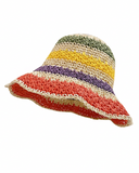 Dana | Crochet Striped Bucket Hat – Summer Beach Wide Brim Packable Sun Hat