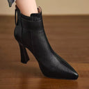 Dania | Buckle Ankle Boots – Casual Pointed Toe High Flared Heel Side Strap