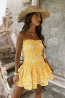 Danica | Strapless Mini Dress – Smocked Bodice Tiered Ruffle Skirt Summer